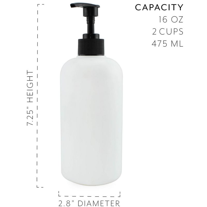 Cornucopia Brands White Shower Pump Bottles, 3pc Set; Plastic Pump Dispensers for Shampoo, Conditioner, and Body Wash, 2 of 7