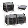 Yukimo 20"H Dual-Compartment Pet Carrier - Foldable Soft-Sided Travel Carrier with Divider, Soft Cushions & Storage Bag (Gray) - 3 of 4
