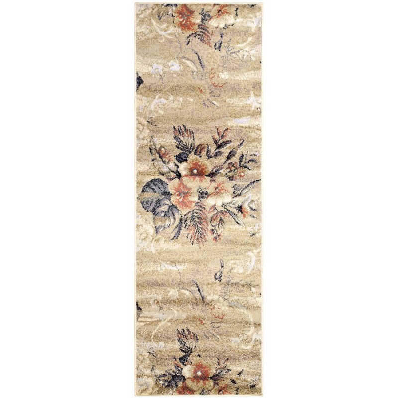 Distressed Washed Formal Classic Comfy Floral Farmhouse High-Traffic Indoor Ultra-Soft Rustic Nature Traditional Area Rug by Blue Nile Mills, 1 of 2