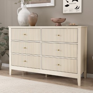 Fluted Dresser with Drawer, Modern Dressers for Bedroom, Natural Wood Dresser Organizer Dresser with Blister Drawers - 1 of 4