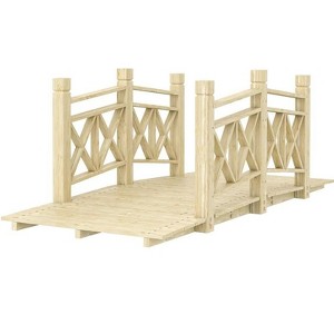 Dexmalle Outsunny Wooden Garden Bridge for Backyard Ponds, Creeks, Streams,Natural - 1 of 4