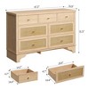 7 Drawers Dresser, Natural Rattan Modern Wood Dressers & Chest of Drawers for Bedroom, Wide Storage Dressers Organizer Deep Drawers - 3 of 4