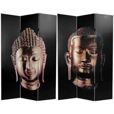 6" Double Sided Buddha Canvas Room Divider Black - Oriental Furniture