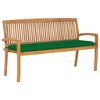 vidaXL Garden Bench Natural Teak Teak Wood, Polyester 3-seater Stackable - 2 of 4