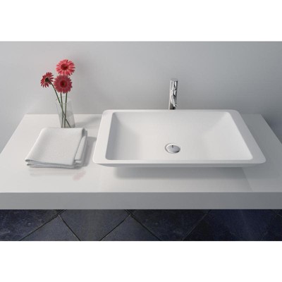 Legion Furniture 23.6 Inches White Matt Solid Surface Bowl - No Faucet