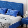 NicBex Queen Modern Upholstered Bed Frame with Velvet Headboard,Platform Bed Frame with Rivet Design,No Box Spring Needed,Easy Assembly,Beige/Blue - 3 of 4