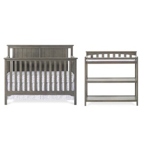 Child Craft Cottage Flat Top Crib and Changing Table Nursery Set, 2-Piece, Includes 4-in-1 Convertible Crib and Changing Table (Dapper Gray) - 1 of 4