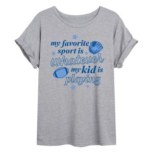 Women's - Instant Message - My Favorite Sport Is Whatever My Kid Is Playing Oversized Graphic T-Shirt - 1 of 4