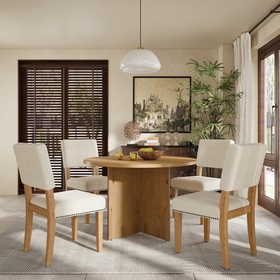 Whisen 5-Piece Round Dining Set with 4 Upholstered Chairs