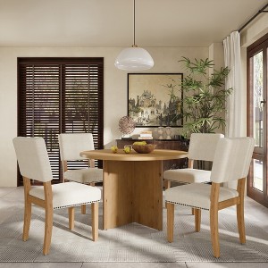 Whisen 5-Piece Round Dining Set with 4 Upholstered Chairs - 1 of 4