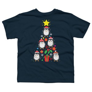 Boy's Design By Humans Penguin Christmas Tree By NekoShop T-Shirt - 1 of 3