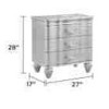 Vynxaria Traditional Style 3-Drawer Nightstand - Silver, Wooden Construction, Metal Drawer Pulls, Bedside Storage - 4 of 4