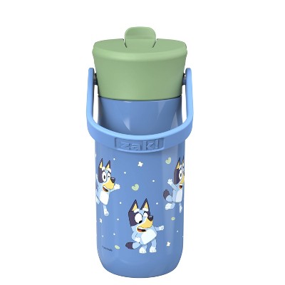 Zak Designs 14oz Bluey Stainless Steel Vacuum Harmony Straw Water Bottle Blue
