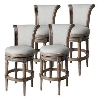 Maven Lane Wooden Swivel Upholstered Kitchen Stool, Set of 4
