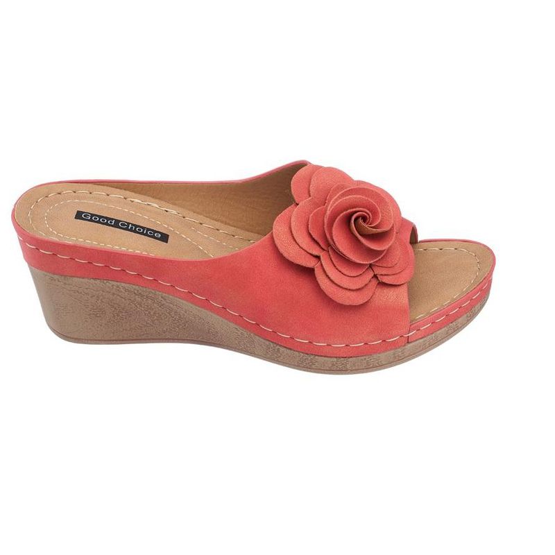 GC Shoes Tokyo Flower Comfort Slide Wedge Sandals, 2 of 10