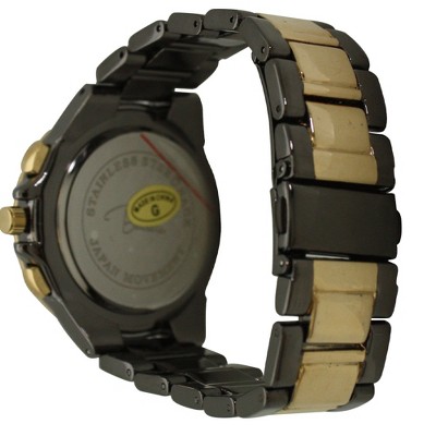 OLIVIA PRATT BOLD BEZEL 3-DIAL METAL WATCH