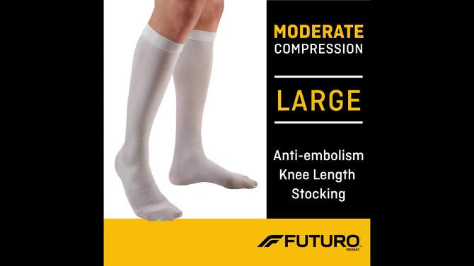 FUTURO Anti-Embolism Stockings Knee Length Closed Toe - Large Regular - White, 2 of 10, play video