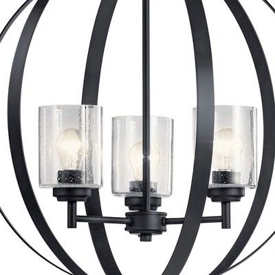 Winslow Modern Black 3-Light Chandelier with Clear Seeded Glass