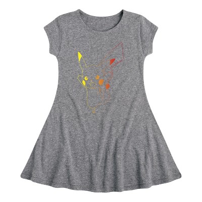 Girls' - Pokémon - Pikachu Outline Fit & Flair Cap Sleeve Dress