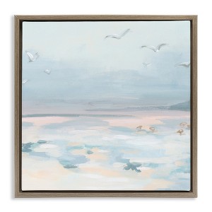 Stupell Industries Pastel Coastal Landscape Floating Frame Canvas Art, Brown, 25" x 25" - 1 of 4