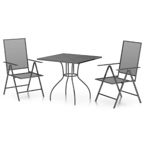 vidaXL Garden Dining Set Anthracite Steel Medium Foldable - 31.5" Table Length 2 Items - 1 of 4