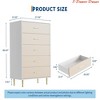 Entryway 5 Drawer Dresser, Tall Narrow Chest of Drawers, Wooden Skinny Dresser w/ Gold Metal Handles and Legs, Modern Storage Drawer Cabinet - 2 of 4