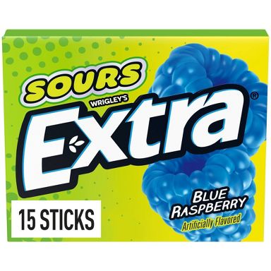 Extra Sour Blue Raspberry Chewing Sticks - 15ct