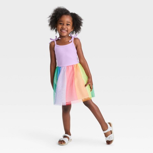 Toddler Girls' Rainbow Tank Tulle Dress - Cat u0026 Jack™ Purple 5t : Target