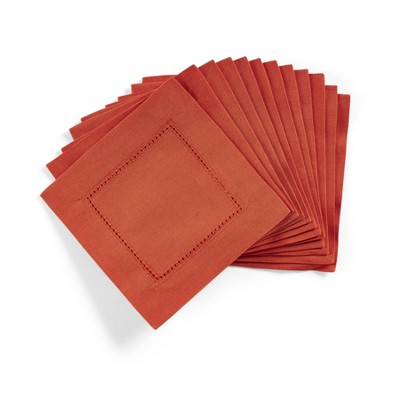 Solino Home Cotton and Linen Hemstitch Cocktail Napkins