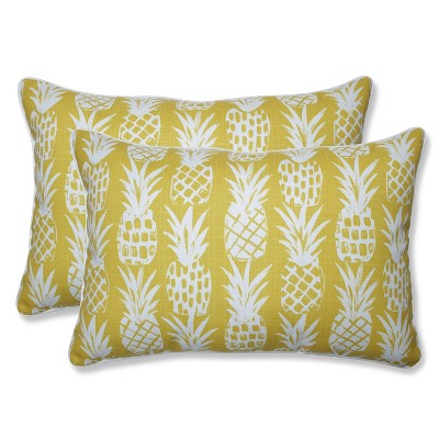 2pk Oversize Pineapple Rectangular Throw Pillows Yellow - Pillow Perfect