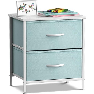 Sorbus Nightstand with 2 Drawers - Steel Frame, Wood Top & Easy Pull Fabric Bins - Great for Home, Bedroom, Office & College Dorm