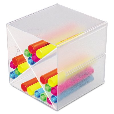 Deflecto Desk Cube with X Dividers Clear Plastic 6 x 6 x 6 350201