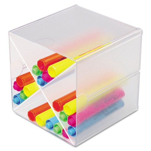 Deflecto Stackable Caddy Organizer Containers Medium Clear