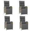 vidaXL 5 Piece Outdoor Patio Dining Set with Cushions, Weather-Resistant Gray Poly Rattan, Solid Acacia Wood Tabletop, Reclining Garden Chairs - 4 of 4
