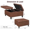 Faux Leather Lift-Top Coffee Table Ottoman, Large Upholstered Footrest Stool Toy Box Storage - 2 of 4