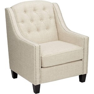 55 Downing Street Tivoli Ivory Linen Tufted Armchair - 1 of 4