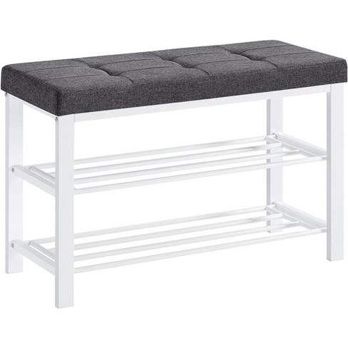 24.4 in. H 18-Pair Gray Metal Shoe Rack