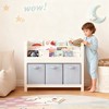 Kids Toy Storage Organizer Low Bookshelf for Nursery & Playroom, Wooden Kids Cabinet for Books and Toys, White - 2 of 4