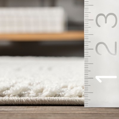 Cream Geometric Textured Synthetic Area Rug with Tassels, 7x9