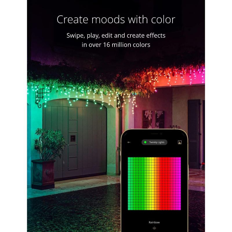 Twinkly Icicle App-Controlled LED Christmas Lights with 190 RGB (16 Million Colors) LEDs. Clear Wire. Indoor and Outdoor Smart Lighting Decoration, 3 of 9