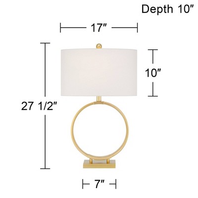 Gold Finish Metal Table Lamp with White Fabric Shade
