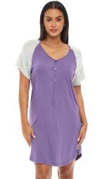 Alexander del Rossa Women's Raglan Sleep Shirt, Short Sleeve Night Shirt, Lightweight Nightgown