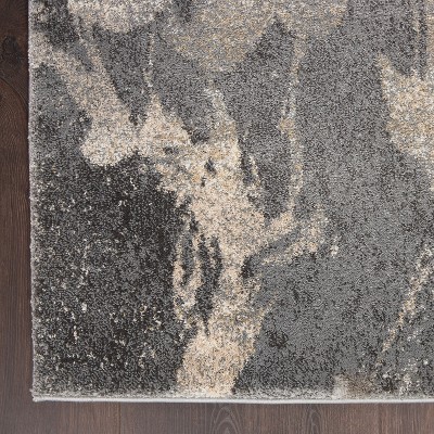 Abstract Beige and Grey Synthetic Easy-Care Area Rug 63"x8"