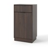 JANSNO 10-Gallon Woodgrain Tilt-Out Trash Can Cabinet with Wave-Textured Hideaway Drawer & Pull-Out Bin, Walnut - 2 of 4