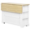 Whisen Kitchen Island with 6 Drawers, Pull - Out Trash, 5 Rolling Wheels, Drop Leaf & Racks - 3 of 4
