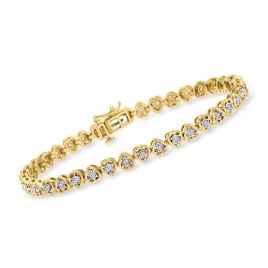 Ross-Simons 0.50 ct. t.w. Diamond Heart Tennis Bracelet in 18kt Gold Over Sterling - 1 of 4
