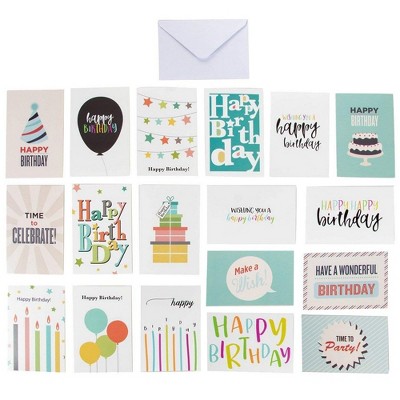 144 Happy Birthday Cards Assortment with Envelopes, 18 Colorful Designs for Men Women Kids Parents Employees, Bulk Box Set Variety Pack, 4 x 6 Inches