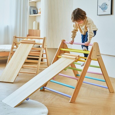 Avenlur Olive Pikler Triangle With Slide And Climbing Wall : Target