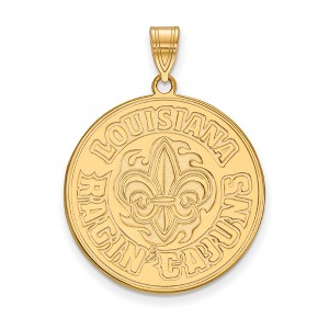 Black Bow Jewelry 14k Yellow Gold Plated Sterling Silver Louisiana Lafayette Ragin' Cajuns NCAA Extra Large Pendant - 1 of 2