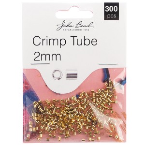 John Bead Must Have Findings Metal Gold 2mm Crimp Tubes for Jewelry Making Findings, 300 Pieces - 1 of 1